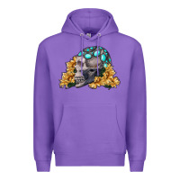 Purple skull with sunflowers Premium Hoodie - RanaPortraitStore