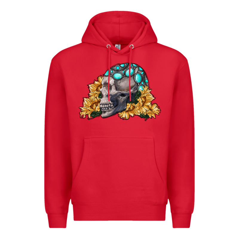 Skull With Sunflowers Premium Hoodie by RanaPortraitStore | Teevron