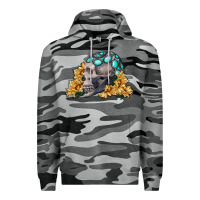 Slate Camo skull with sunflowers Premium Hoodie - RanaPortraitStore