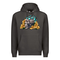 Smoke skull with sunflowers Premium Hoodie - RanaPortraitStore