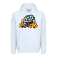 White skull with sunflowers Premium Hoodie - RanaPortraitStore
