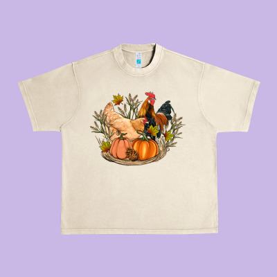 Fall Coop Animals Pumpkin Urban Heavy Tee Designed By Artiststas