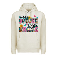 Oatmeal Heather kinda boujee kinda broke Premium Hoodie - Zillion Design Studio