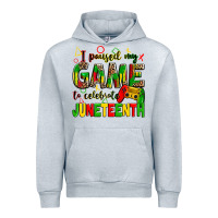Heather Grey i paused my game to celebrate juneteenth Urban Hoodie - Zillion Design Studio