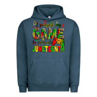 Pigment Midnight Navy i paused my game to celebrate juneteenth Urban Hoodie - Zillion Design Studio