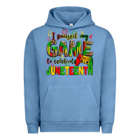 Pigment Pebble Blue i paused my game to celebrate juneteenth Urban Hoodie - Zillion Design Studio