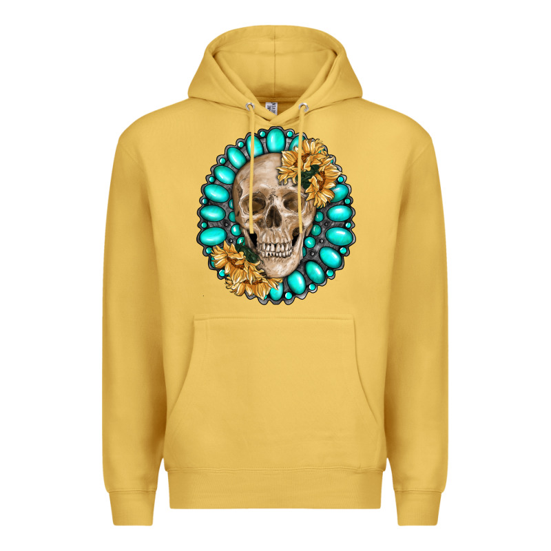 Skull With Gemstone And Sunflower Premium Hoodie by RanaPortraitStore | Teevron