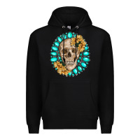 Black skull with gemstone and sunflower Premium Hoodie - RanaPortraitStore