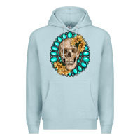 Blue Mist skull with gemstone and sunflower Premium Hoodie - RanaPortraitStore