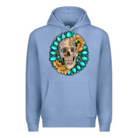 Colony Blue skull with gemstone and sunflower Premium Hoodie - RanaPortraitStore