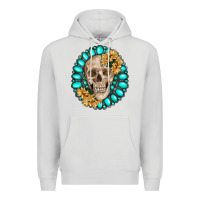 Dove Grey skull with gemstone and sunflower Premium Hoodie - RanaPortraitStore