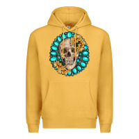 Mustard skull with gemstone and sunflower Premium Hoodie - RanaPortraitStore