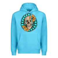 Ocean Blue skull with gemstone and sunflower Premium Hoodie - RanaPortraitStore