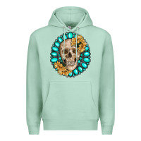 Seafoam skull with gemstone and sunflower Premium Hoodie - RanaPortraitStore