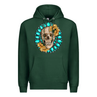 Sports Green skull with gemstone and sunflower Premium Hoodie - RanaPortraitStore