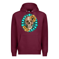 Burgundy skull with gemstone and sunflower Premium Hoodie - RanaPortraitStore