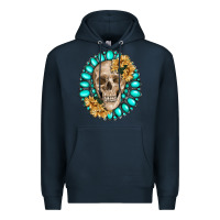 Navy skull with gemstone and sunflower Premium Hoodie - RanaPortraitStore