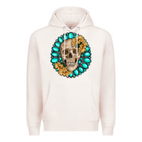 Pale Pink skull with gemstone and sunflower Premium Hoodie - RanaPortraitStore