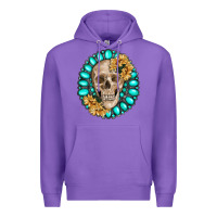 Purple skull with gemstone and sunflower Premium Hoodie - RanaPortraitStore