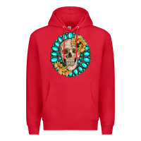 Red skull with gemstone and sunflower Premium Hoodie - RanaPortraitStore