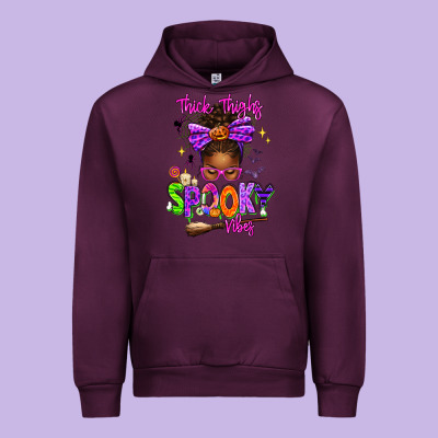 Thick Thighs Spooky Vibes Urban Hoodie Designed By Texasbilliewilder