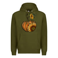 Army Green pumpkin with sunflower Premium Hoodie - RanaPortraitStore