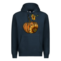 Navy pumpkin with sunflower Premium Hoodie - RanaPortraitStore