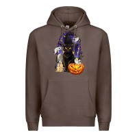 Coffee Halloween Cat and Pumpkin Premium Hoodie - texasbilliewilder