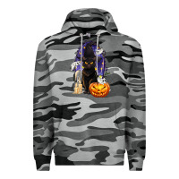 Slate Camo Halloween Cat and Pumpkin Premium Hoodie - texasbilliewilder