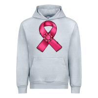 Heather Grey breast cancer awareness ribbon Urban Hoodie - RanaPortraitStore