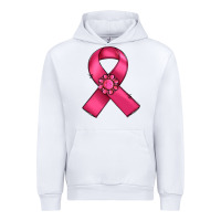 White breast cancer awareness ribbon Urban Hoodie - RanaPortraitStore