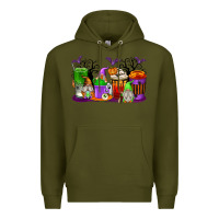 Army Green Halloween Gnomes Coffee Cups Premium Hoodie - texasbilliewilder