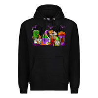 Black Halloween Gnomes Coffee Cups Premium Hoodie - texasbilliewilder