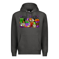 Charcoal Heather Halloween Gnomes Coffee Cups Premium Hoodie - texasbilliewilder