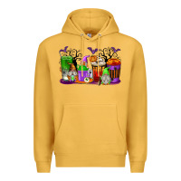 Mustard Halloween Gnomes Coffee Cups Premium Hoodie - texasbilliewilder