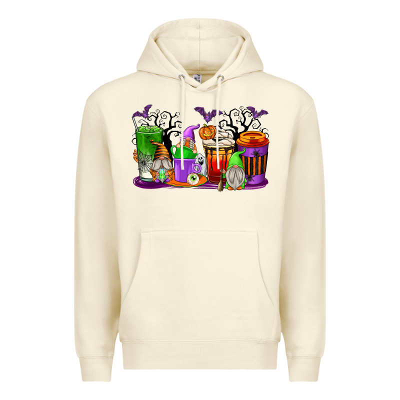 Halloween Gnomes Coffee Cups Premium Hoodie by texasbilliewilder | Teevron