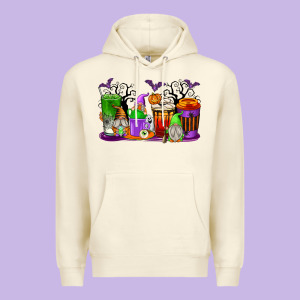 Halloween Gnomes Coffee Cups Premium Hoodie Designed By Texasbilliewilder