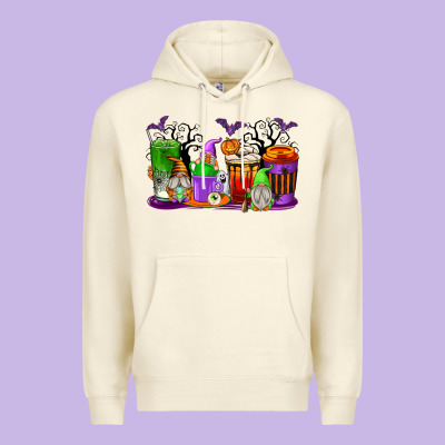 Halloween Gnomes Coffee Cups Premium Hoodie Designed By Texasbilliewilder