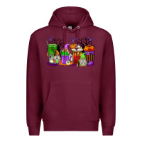 Burgundy Halloween Gnomes Coffee Cups Premium Hoodie - texasbilliewilder
