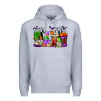 Heather Grey Halloween Gnomes Coffee Cups Premium Hoodie - texasbilliewilder