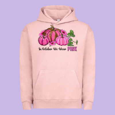 In October We Wear Pink Pumpkin And Sunflowers Urban Hoodie Designed By Ranaportraitstore