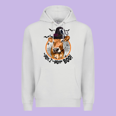 Halloween Cow Moo I Mean Boo Premium Hoodie Designed By Texasbilliewilder