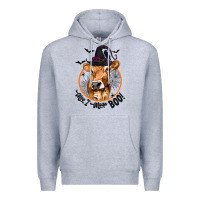 Heather Grey Halloween Cow Moo I Mean Boo Premium Hoodie - texasbilliewilder