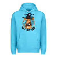 Ocean Blue Halloween Cow Moo I Mean Boo Premium Hoodie - texasbilliewilder