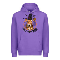 Purple Halloween Cow Moo I Mean Boo Premium Hoodie - texasbilliewilder