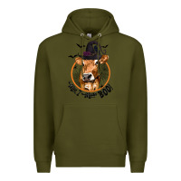 Army Green Halloween Cow Moo I Mean Boo Premium Hoodie - texasbilliewilder