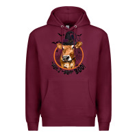 Burgundy Halloween Cow Moo I Mean Boo Premium Hoodie - texasbilliewilder