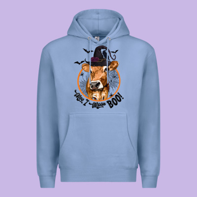 Halloween Cow Moo I Mean Boo Premium Hoodie Designed By Texasbilliewilder