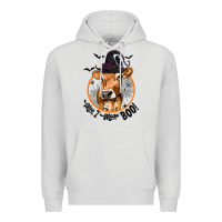 Dove Grey Halloween Cow Moo I Mean Boo Premium Hoodie - texasbilliewilder