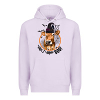 Lilac Halloween Cow Moo I Mean Boo Premium Hoodie - texasbilliewilder